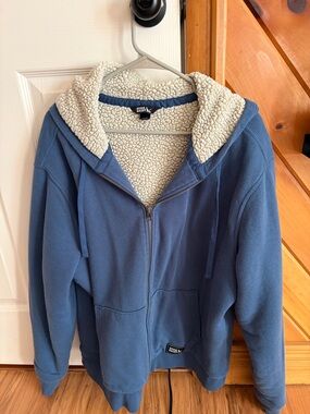 Eddie Bauer Blue Sherpa-Lined Zip Hoodie Jacket